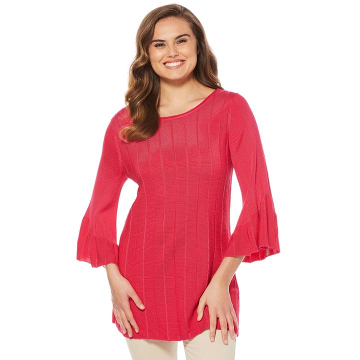 Rafaella 3/4 Sleeve Crew Neck Pullover Sweater