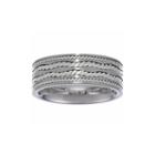 Mens Stainless Steel Ring With Sterling Silver Inlay