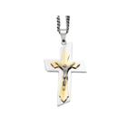 Mens Stainless Steel Gold Ion-plated Crucifix Pendant