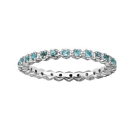 Personally Stackable Genuine Blue Topaz Sterling Silver Eternity Ring