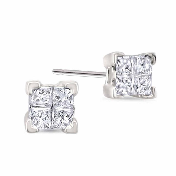 1/4 Ct. T.w. Genuine White Diamond 14k Gold Stud Earrings