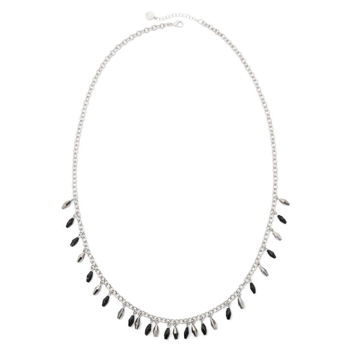 Liz Claiborne Black Stone Silver-tone Shaky Necklace