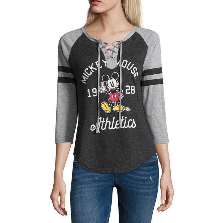 Mickey Mouse Lace Up Baseball Tee - Juniors
