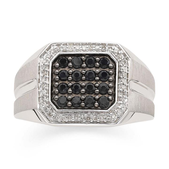 Mens 1/6 Ct. T.w. Diamond & Black Sapphire Ring