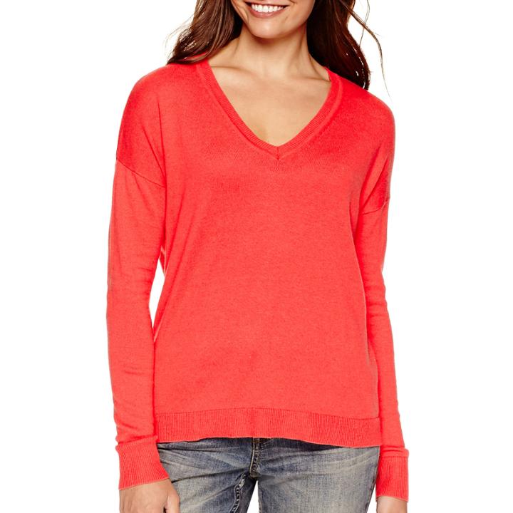 A.n.a Long-sleeve V-neck High-low Sweater