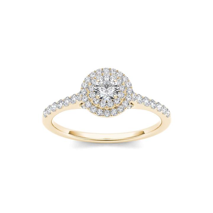 1/2 Ct. T.w. Diamond Halo 10k Yellow Gold Engagement Ring