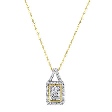 1/3 Ct. T.w. Diamond 10k Yellow Gold Square Pendant Necklace