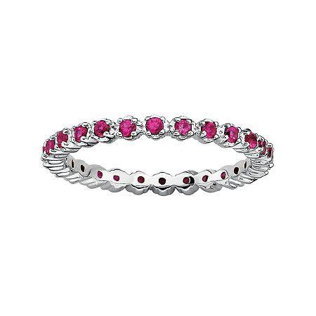 Personally Stackable Lab-created Ruby Sterling Silver Eternity Ring