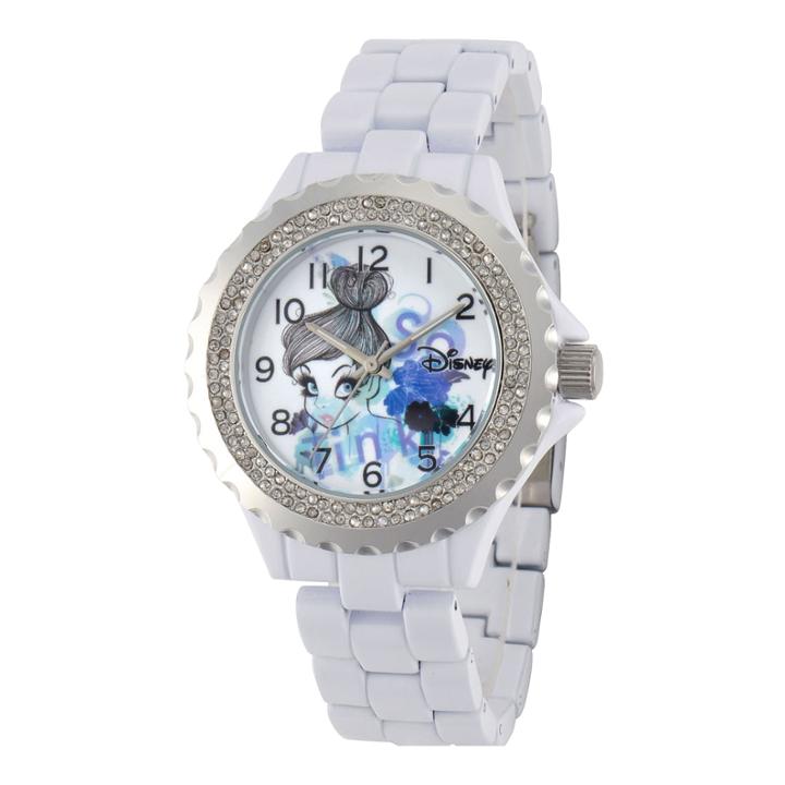 Disney Womens Tinker Bell White Enamel Watch