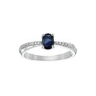Genuine Sapphire And Diamond-accent Sterling Silver Oval Ring