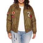 Arizona Bomber Jacket With Patches - Juniors Plus