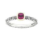 Personally Stackable Checker-cut Lab-created Ruby Two-tone Ring