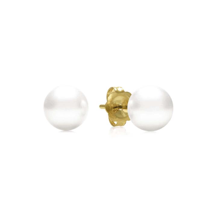 Aa Quality 6-7mm Cultured Freshwater Pearl 14k Yellow Gold Stud Earrings