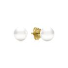 Aa Quality 6-7mm Cultured Freshwater Pearl 14k Yellow Gold Stud Earrings