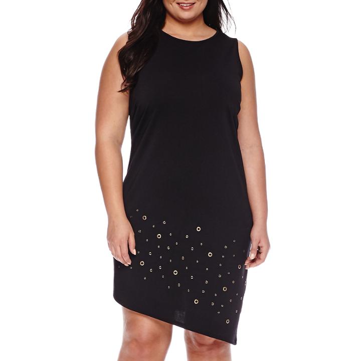 Worthington Sleeveless Asymmetrical Grommet Dress - Plus