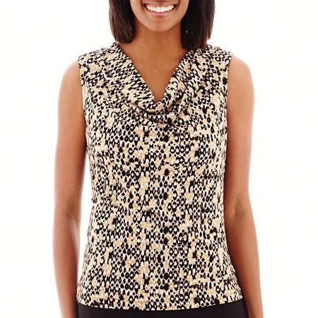 Black Label By Evan-picone Sleeveless Cowlneck Top