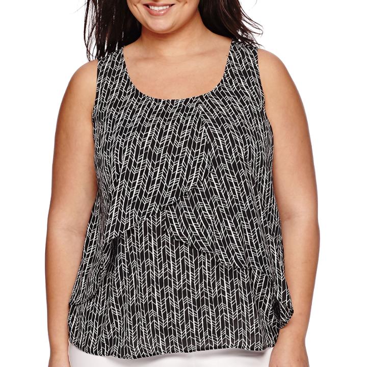 Worthington Sleeveless Layered Front Blouse - Plus