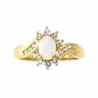 Lab-created Opal & Lab-created White Sapphire 14k Gold Over Silver Cocktail Ring