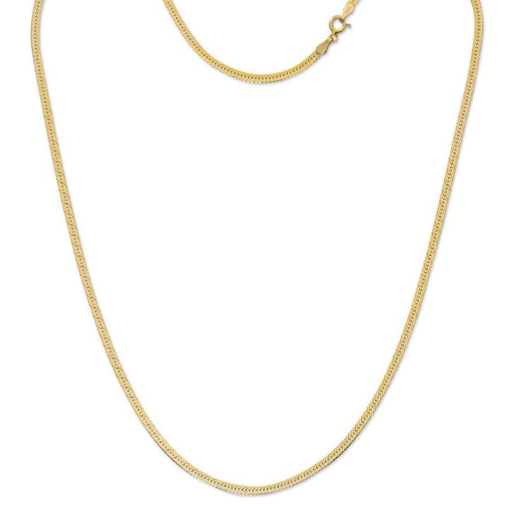 Made In Italy 24k Gold Over Silver Sterling Silver Solid Herringbone 20 Inch Chain Necklace