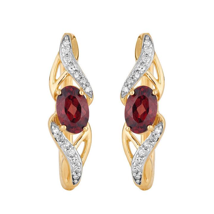1/10 Ct. T.w. Genuine Red Garnet 10k Gold Oval Drop Earrings