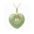 Green Jade 14k Yellow Gold Heart Pendant Necklace