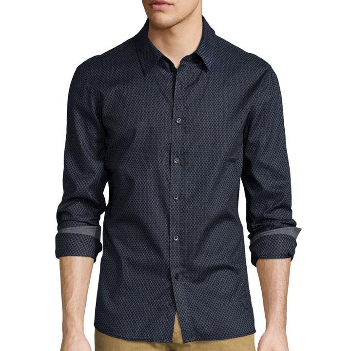 No Retreat Long-sleeve Button-up Print Woven Shirt