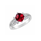 Womens Lab-created Ruby & Lab-created White Sapphire Sterling Silver Cocktail Ring