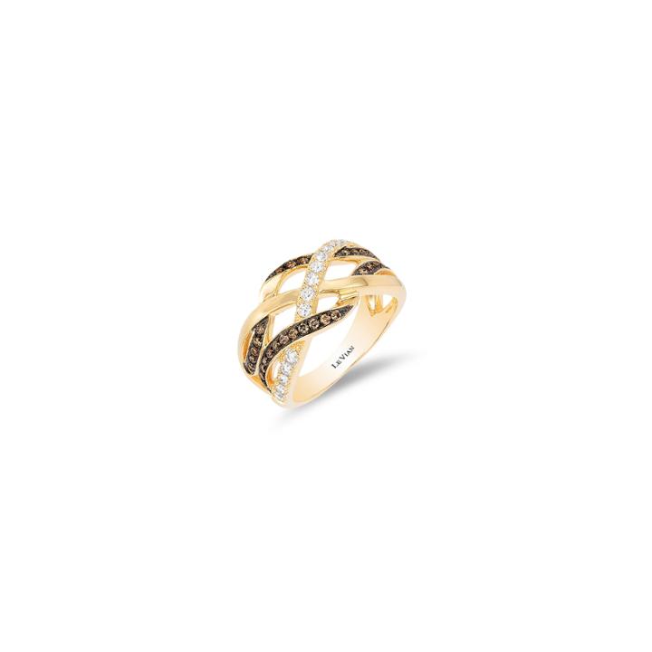 Grand Sample Sale By Le Vian 5/8 Ct. T.w. Chocolate Diamonds & Vanilla Diamonds In 14k Honey Gold Chocolatier Gladiator Weave Ring