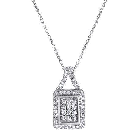 1/3 Ct. T.w. Diamond 10k White Gold Square Pendant Necklace
