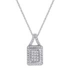 1/3 Ct. T.w. Diamond 10k White Gold Square Pendant Necklace