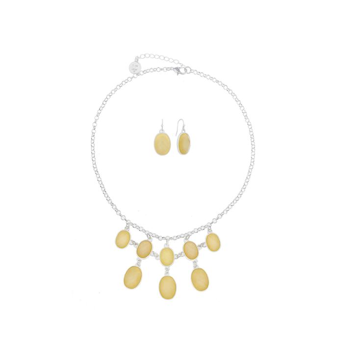 Liz Claiborne Womens 2-pc. Yellow Silvertone Shimmer Necklace Set