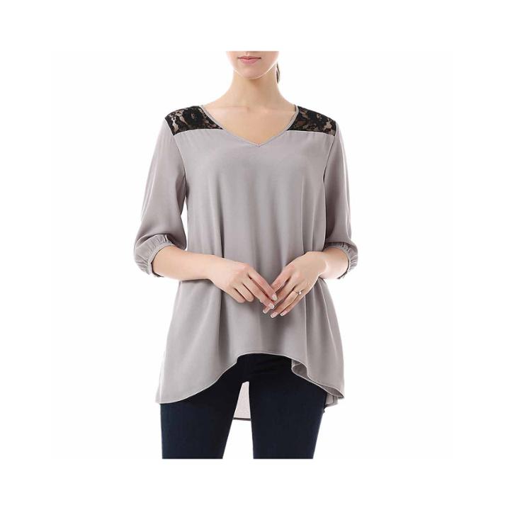 Phistic Women's Claudia 3/4 Sleeve Lace Yoke Blouse