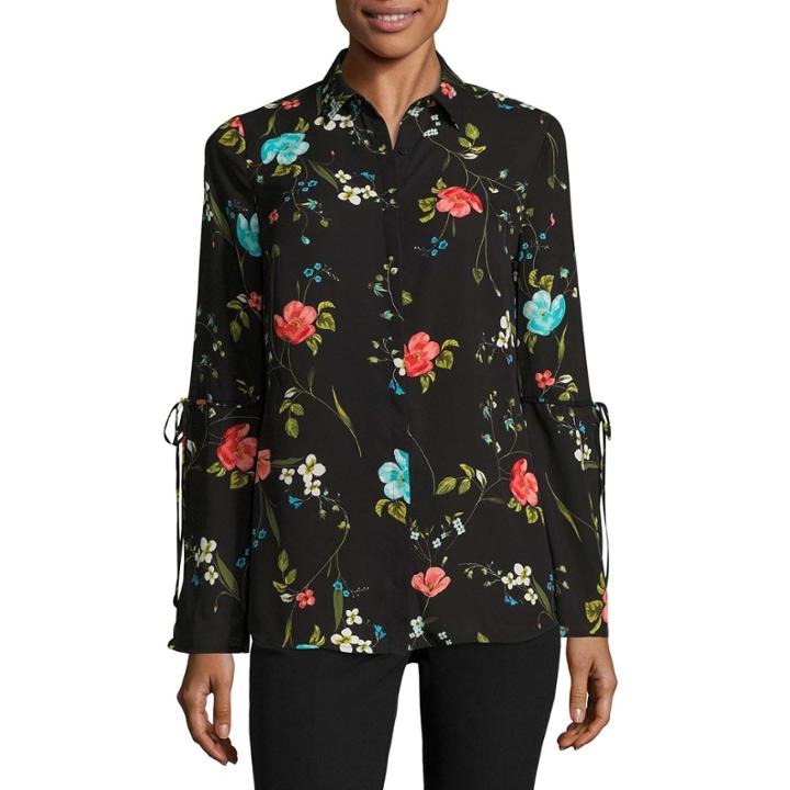 Worthington Long Tie Sleeve Button-front Blouse
