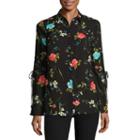 Worthington Long Tie Sleeve Button-front Blouse