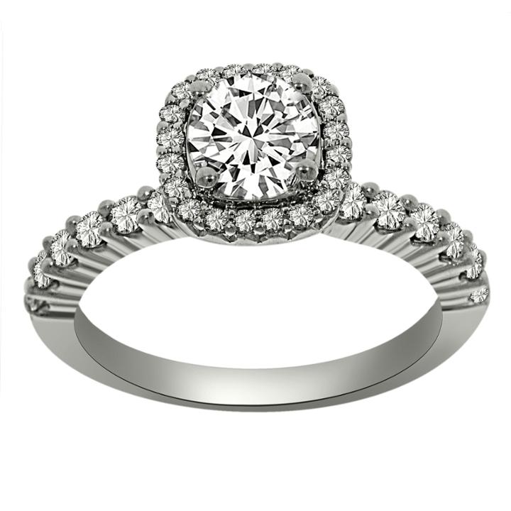 Womens 1 1/3 Ct. T.w. Round White Diamond Platinum Halo Ring