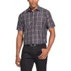 Van Heusen Test Short Sleeve Grid Button-front Shirt