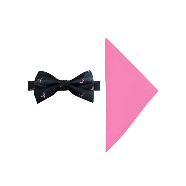 Susan G. Komen Allover Logo Pre-tied Bow Tie And Pocket Square Set