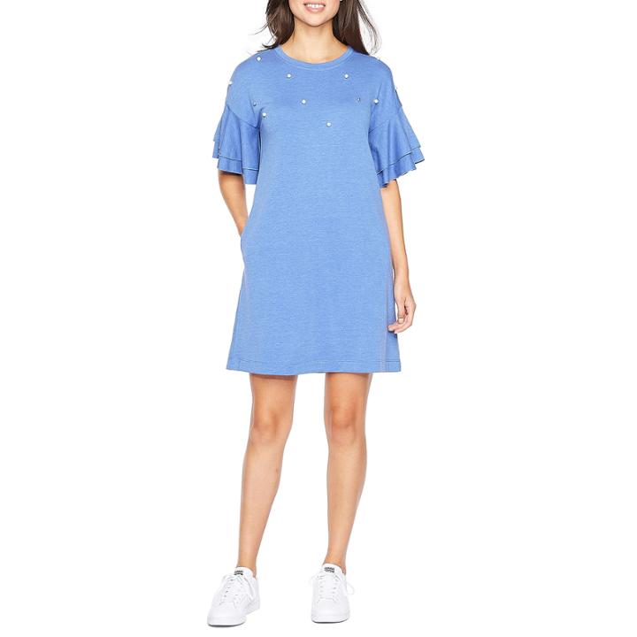 Vivi By Violet Weekend Short Sleeve Embellished Shift Dress