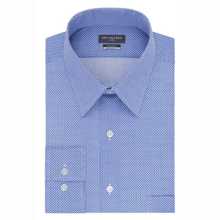 Van Heusen B & T Flex Collar Long Sleeve Woven Circles Dress Shirt