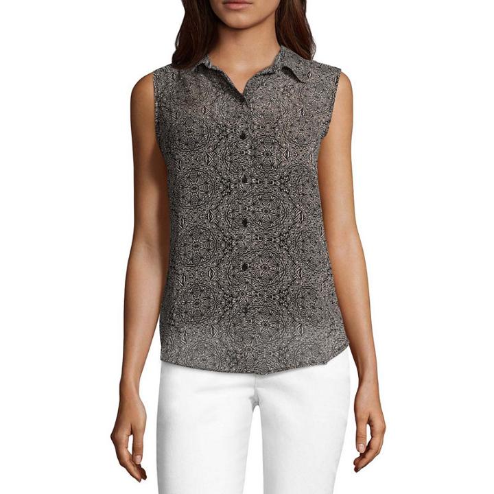 Liz Claiborne Sleeveless Button Front Blouse