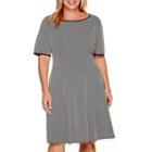 Danny & Nicole Elbow-sleeve Bubble Dot Fit-and-flare Dress - Plus