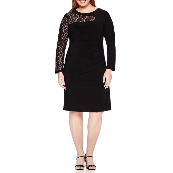 Scarlett Long-sleeve Sequin Lace Sheath Dress - Plus
