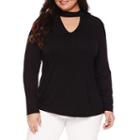 Worthington Long Sleeve Choker Blouse - Plus