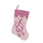 13 Pretty In Pink Metallic Embroidered Ballerina Shoes Christmas Stocking With Glitter Cuff And Bow