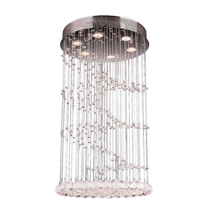 Helix Collection 7 Light 24 Round Chrome Finish And Clear Crystal Flush Mount Ceiling Light