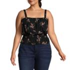 Arizona Short Sleeve Straight Neck Knit Floral Blouse-juniors Plus