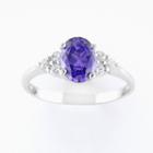Purple Oval Stone Silver-plated Ring