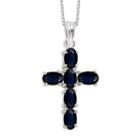 Womens Genuine Blue Sapphire Sterling Silver Pendant