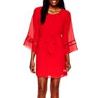 By & By Bell-sleeve Crochet-inset Dress
