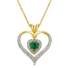 Womens Green Cubic Zirconia 14k Gold Over Silver Pendant Necklace